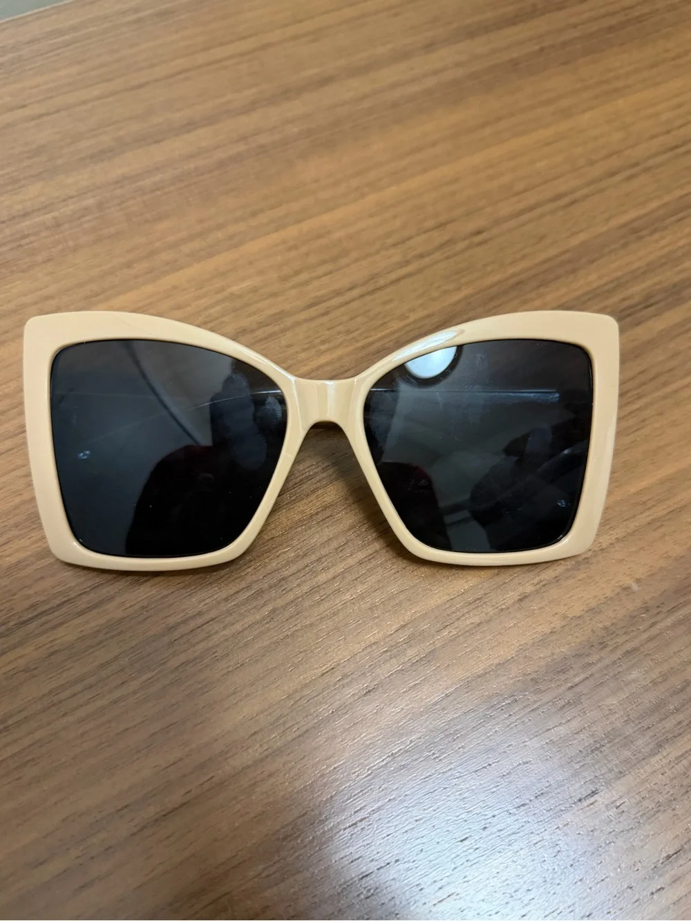 Others Follow Beige Oversized Square Sunglasses with Black Lenses